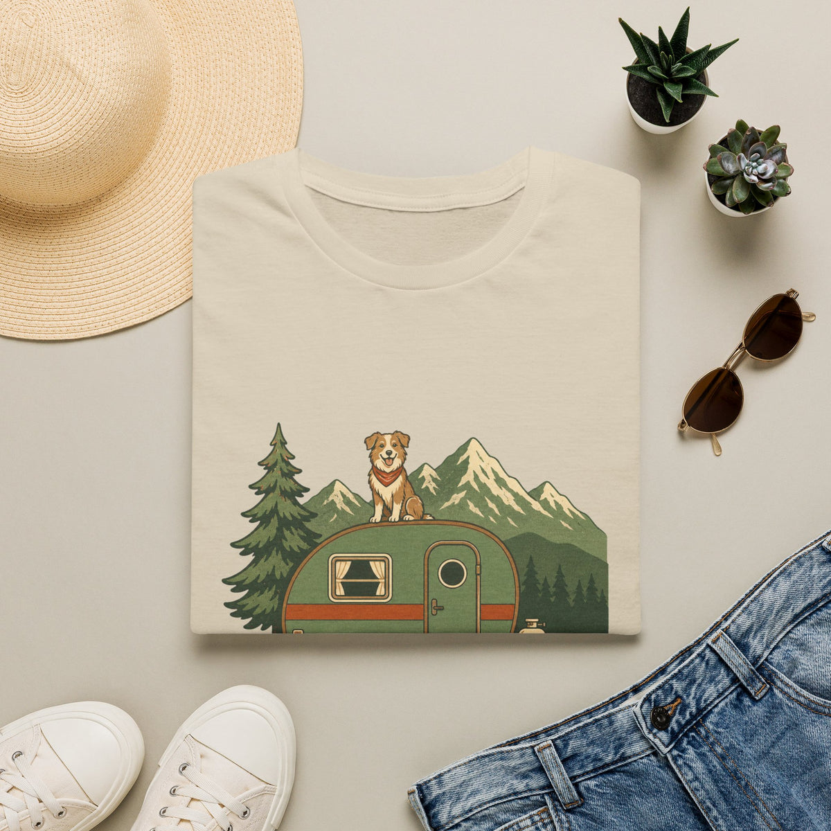 Vintage Camp Wagon & Dog T-Shirt