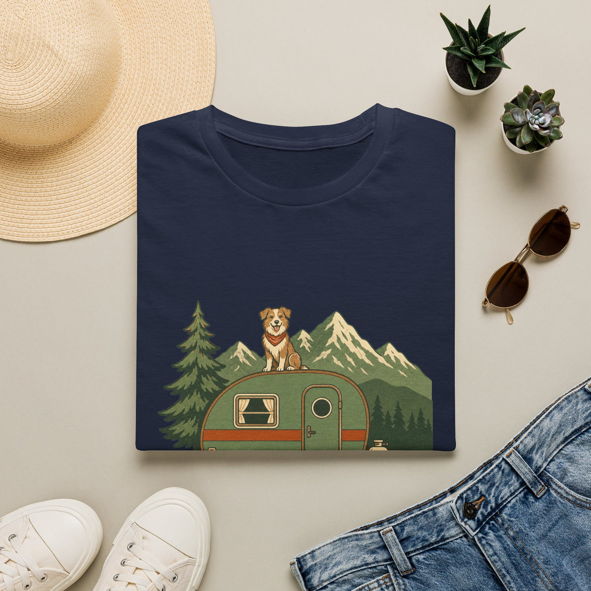 Vintage Camp Wagon & Dog T-Shirt