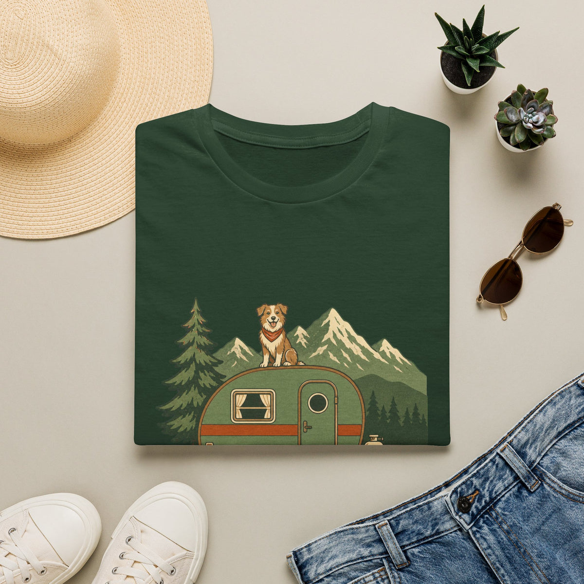 Vintage Camp Wagon & Dog T-Shirt