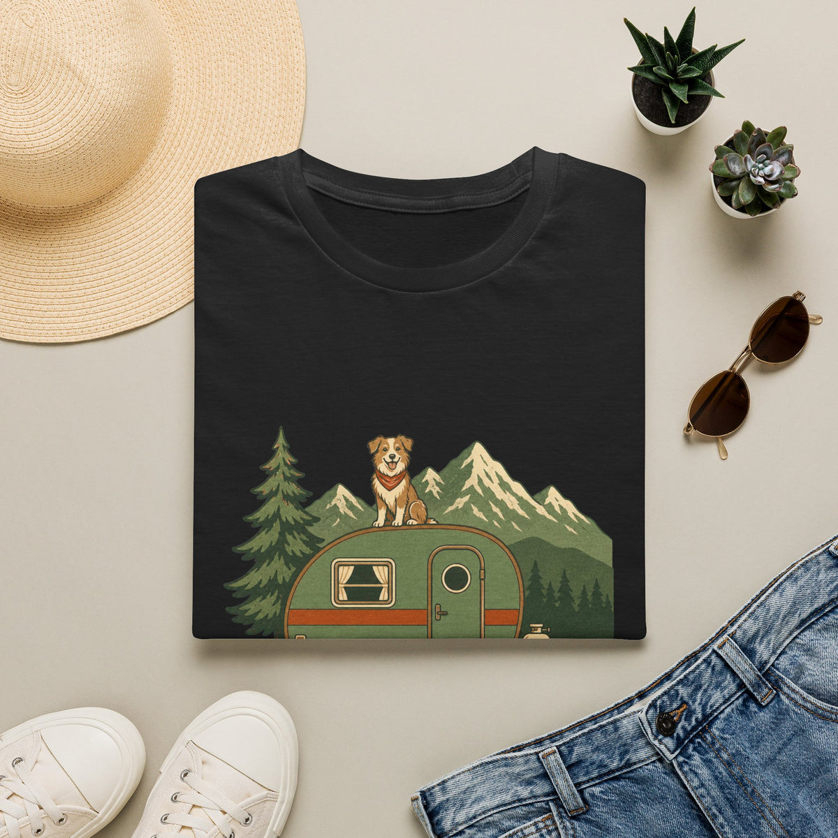 Vintage Camp Wagon & Dog T-Shirt