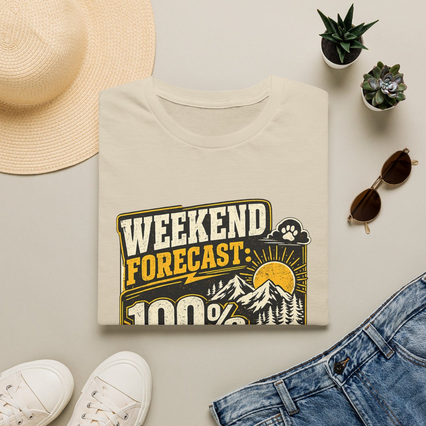 Weekend Hiking Forecast With Dog T-Shirt