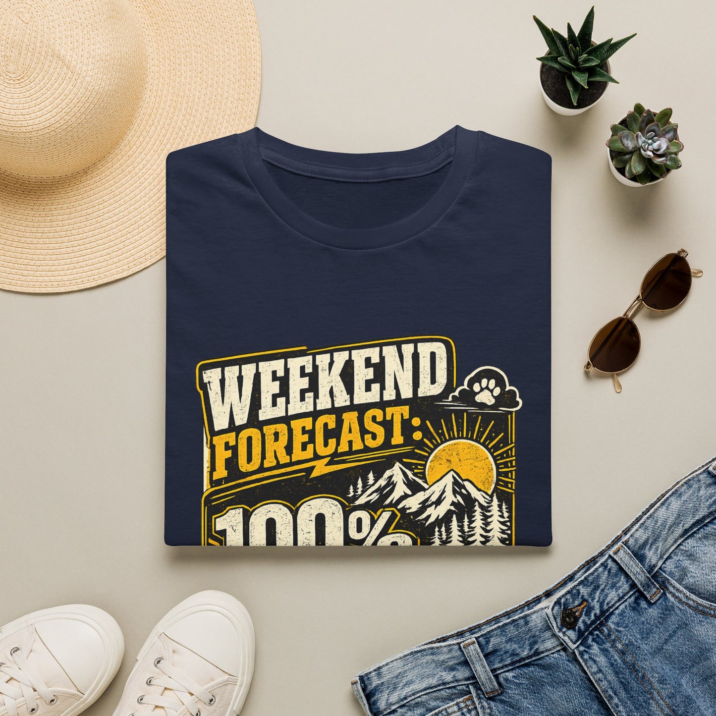 Weekend Hiking Forecast With Dog T-Shirt