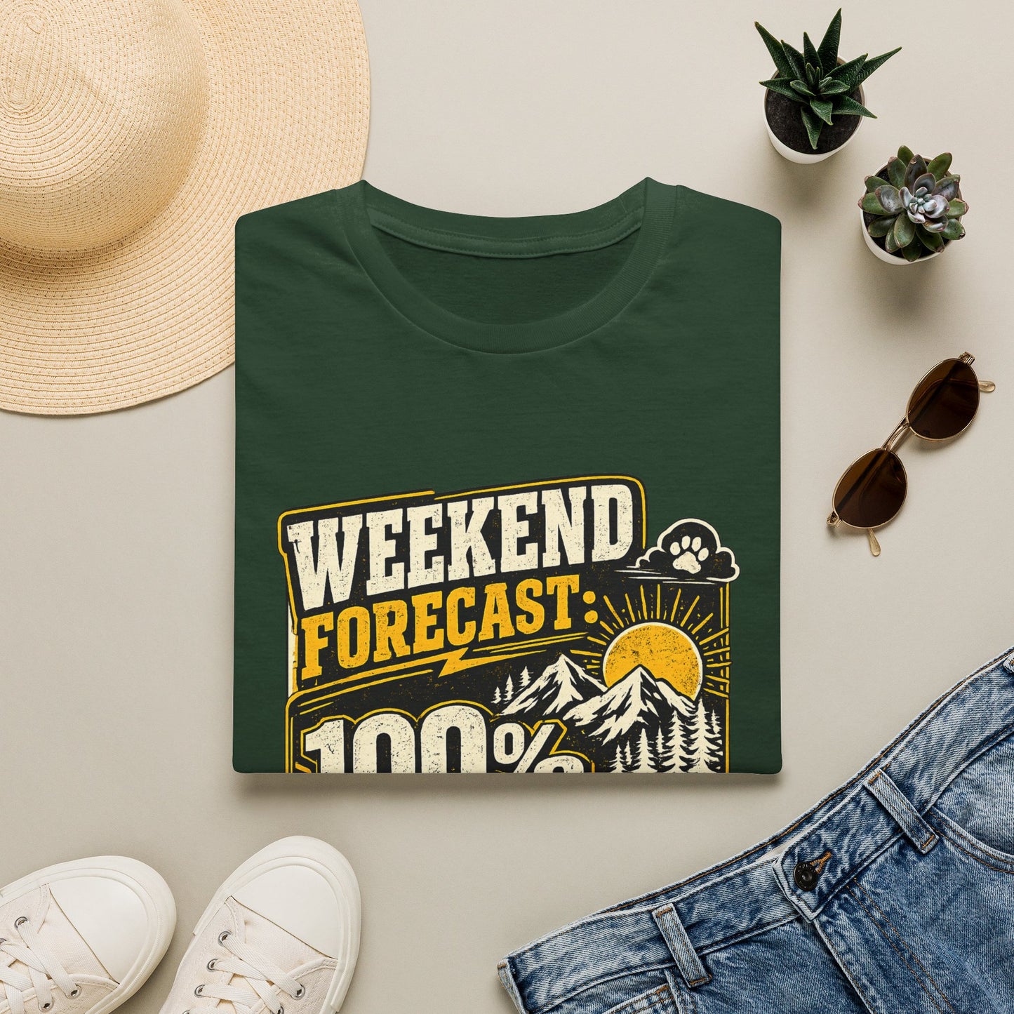 Weekend Hiking Forecast With Dog T-Shirt
