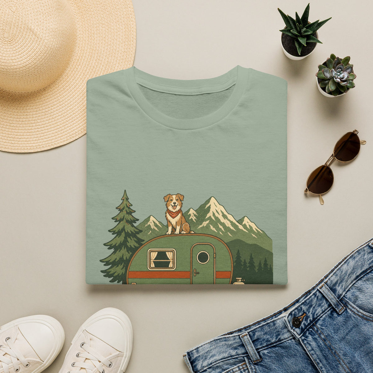 Vintage Camp Wagon & Dog T-Shirt