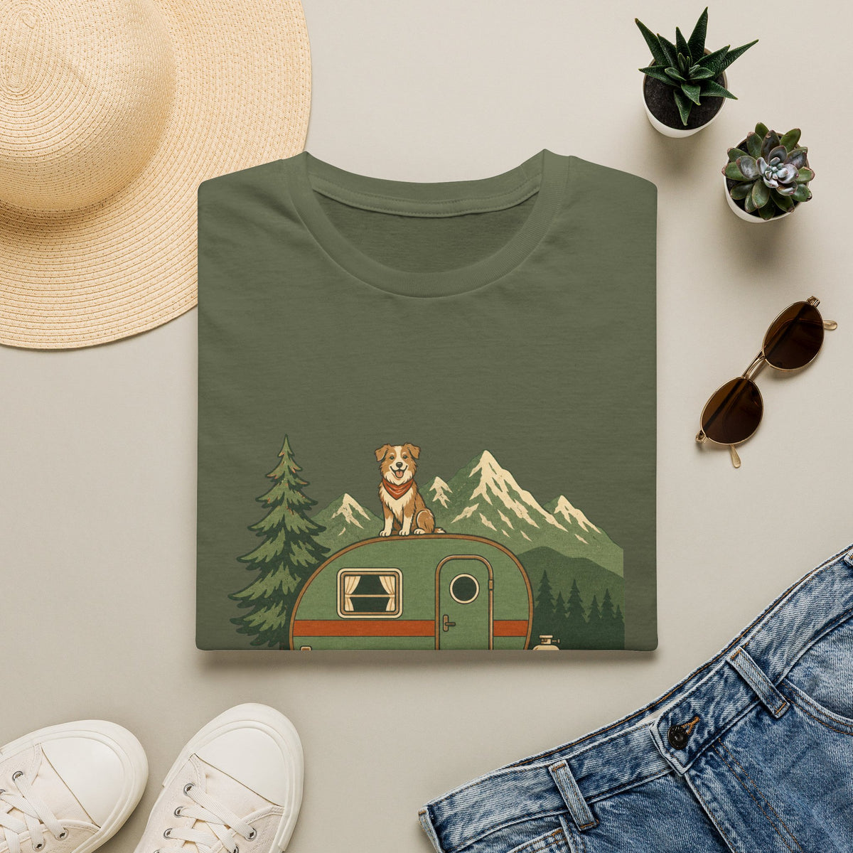 Vintage Camp Wagon & Dog T-Shirt