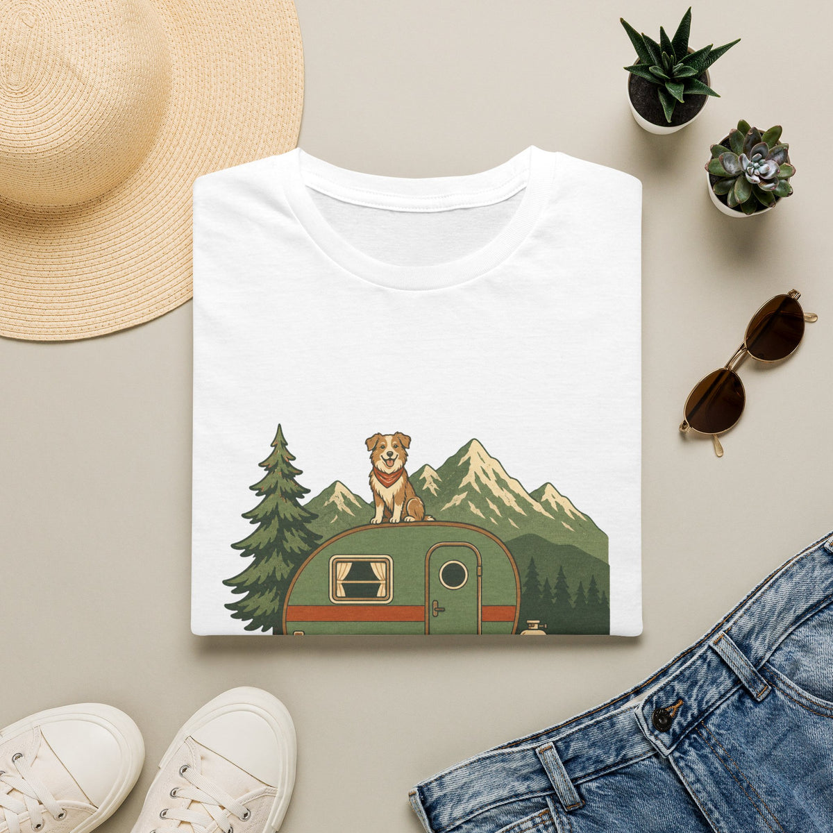 Vintage Camp Wagon & Dog T-Shirt