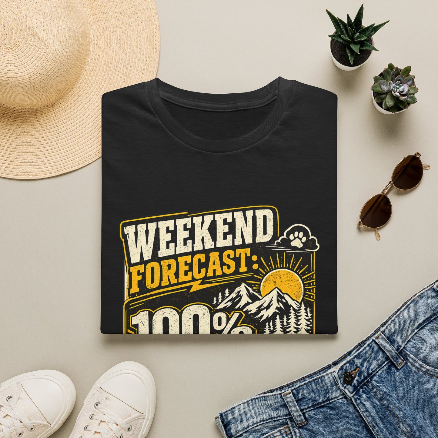 Weekend Hiking Forecast With Dog T-Shirt